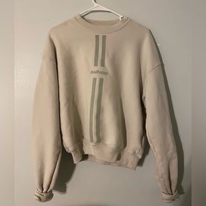 Madhappy Cream Crewneck Sweater with Vertical Stripes